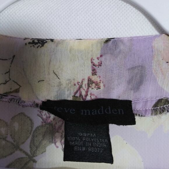 Steve Madden Purple Floral Chiffon Sheer Open Front Kimono Duster Pockets OSFM - Picture 6 of 7